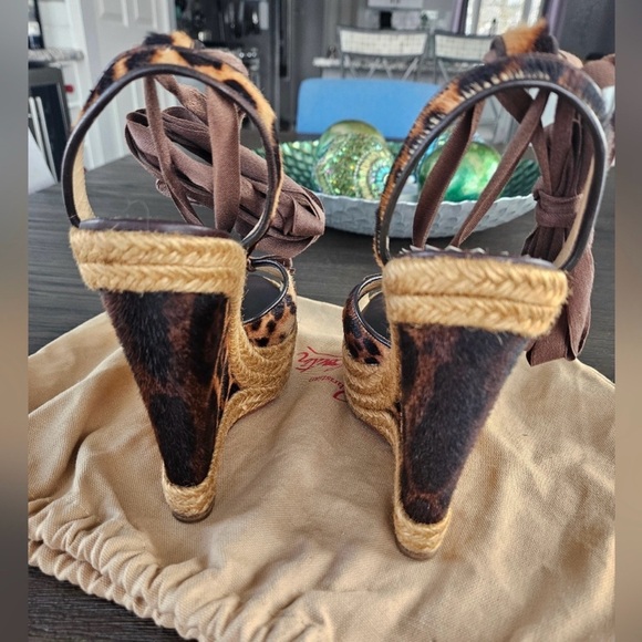 ✨💎Christian Louboutin💎✨ Animal Print Isabelle Espadrille Wedge Sandals EU37 - Picture 6 of 7